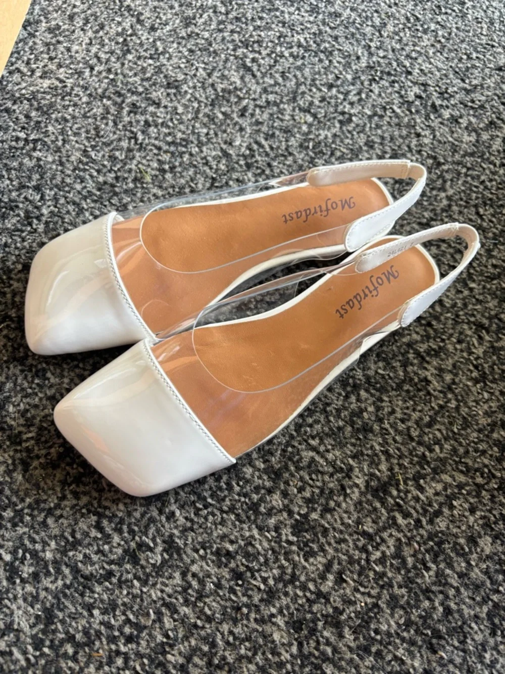Mofirdast White Clear Slingback Flats Size 7 - Picture 3 of 9